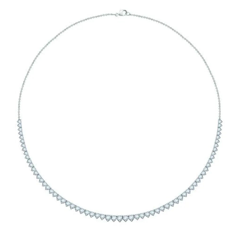 14K White Gold 7.01CTW Tennis Diamond Necklace