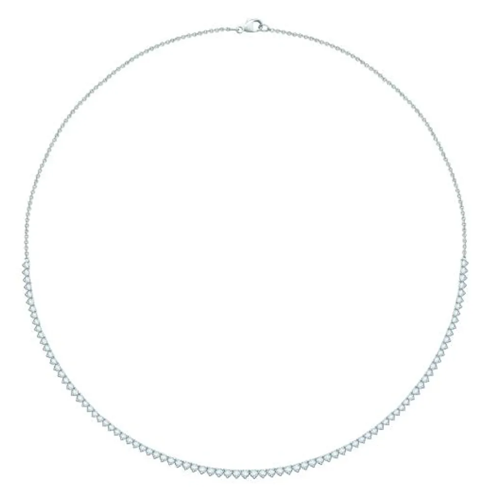 14K White Gold 3.02CTW Diamond Tennis Necklace