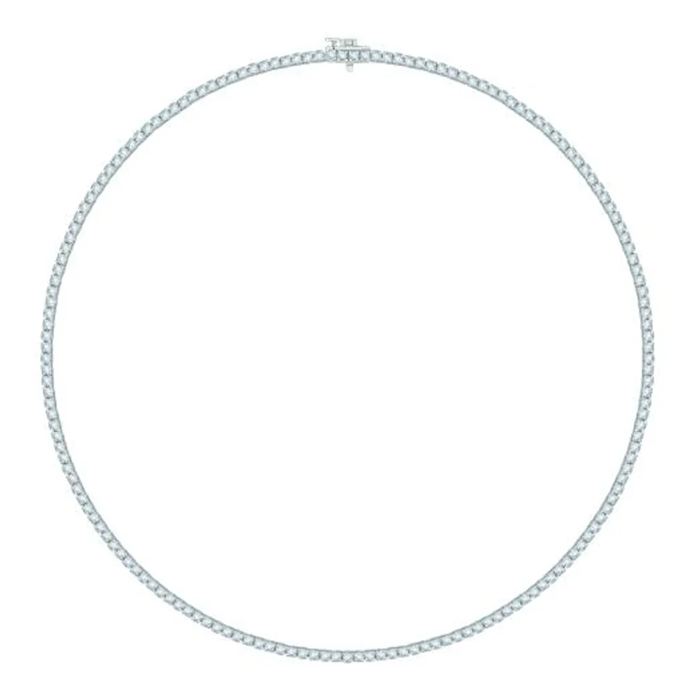 14K White Gold 7.01CTW Diamond Tennis Necklace