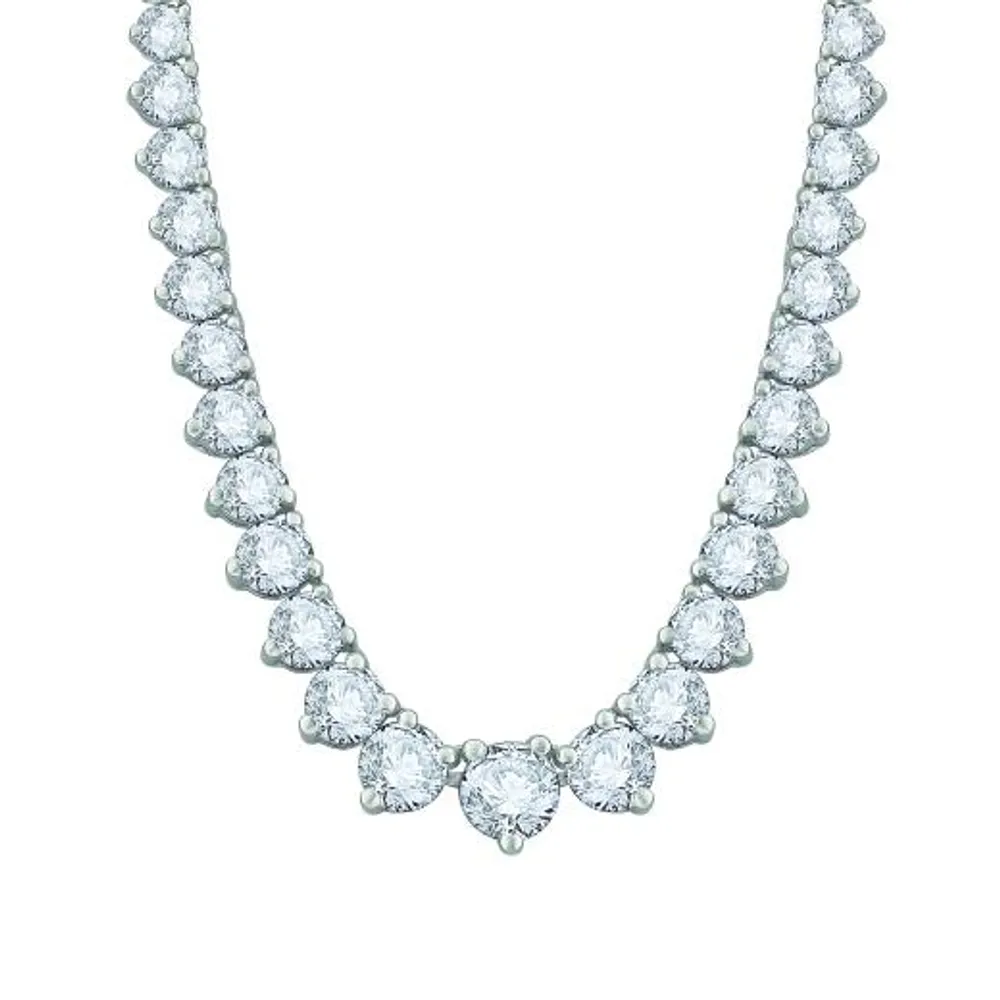 14K White Gold 7.03CTW Diamond Riviera Necklace