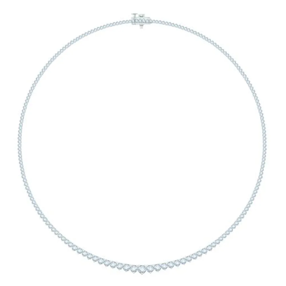 14K White Gold 7.03CTW Diamond Riviera Necklace