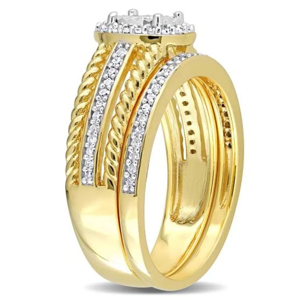 Julianna B Yellow Plated Sterling Silver 0.33CTW Diamond Bridal Set