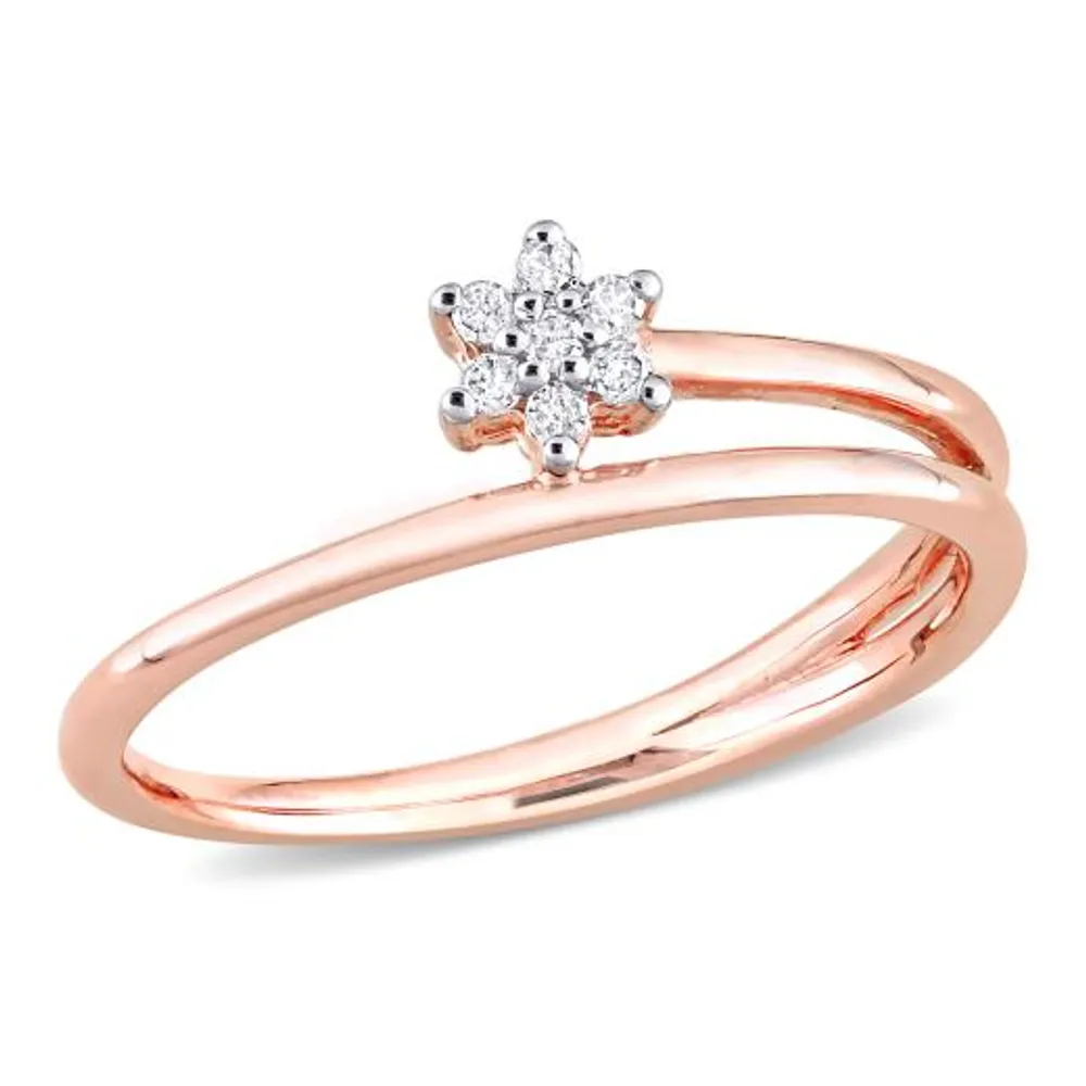 Julianna B Rose Plated Sterling Silver Diamond Promise Ring