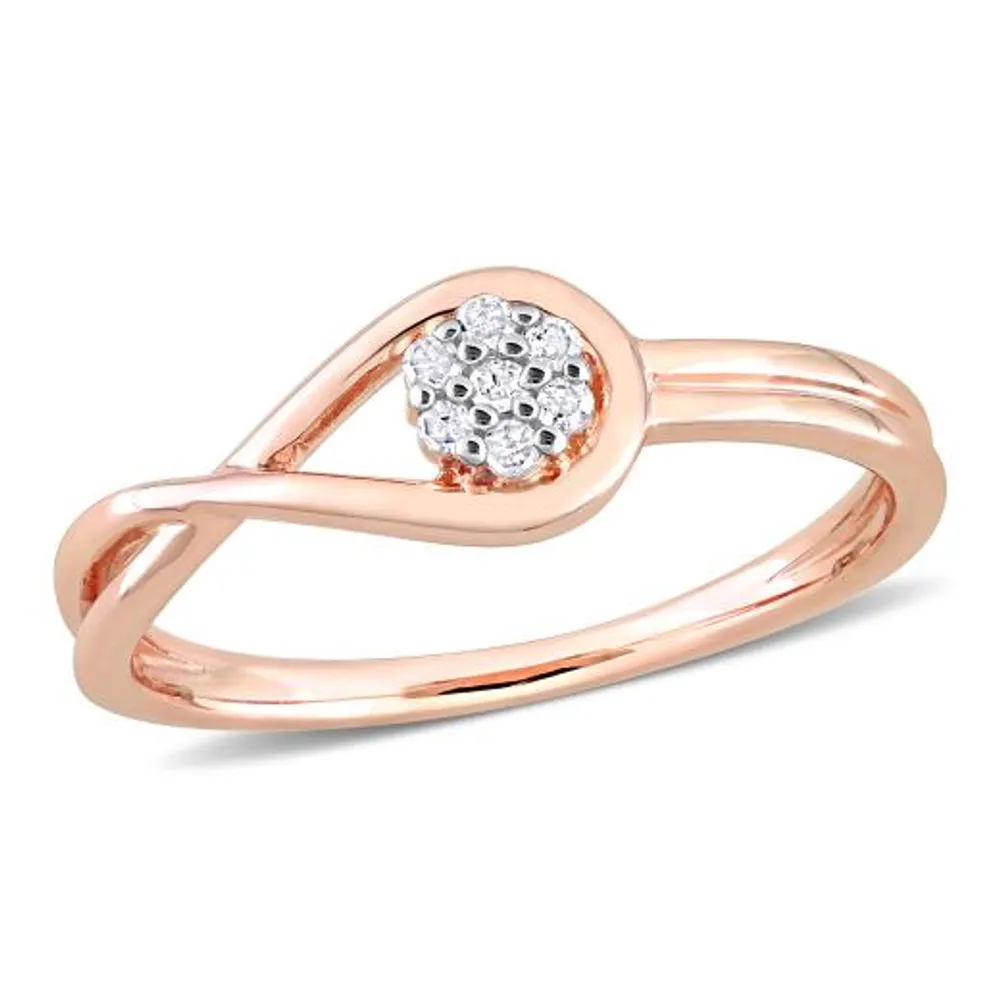 Julianna B Rose Plated Sterling Silver Diamond Ring