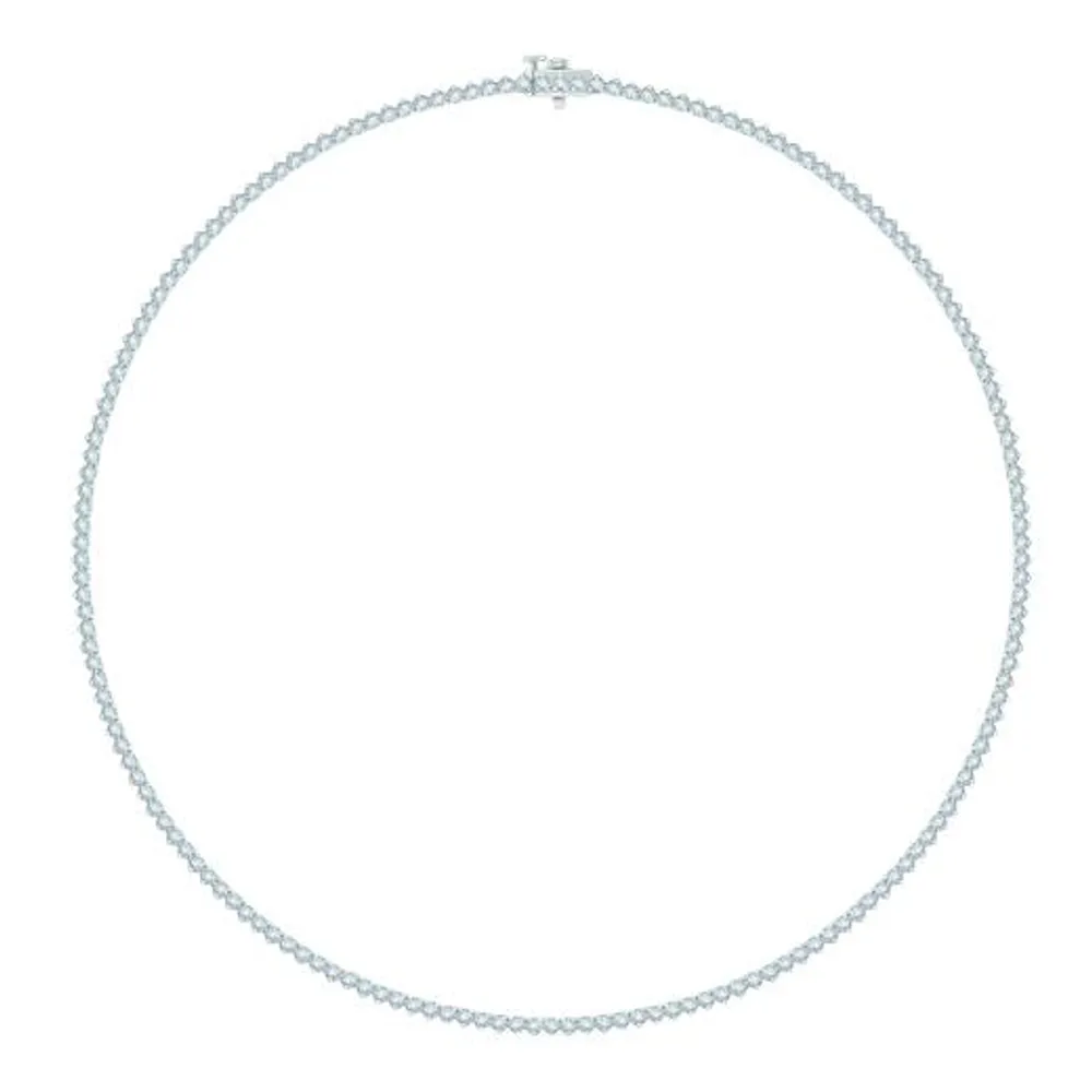 14K White Gold 7.01CTW Diamond Tennis Necklace