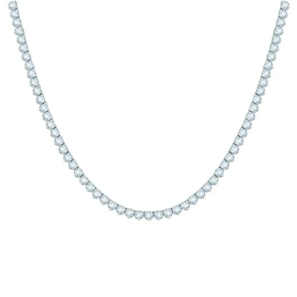 14K White Gold 10.00CTW Diamond Tennis Necklace