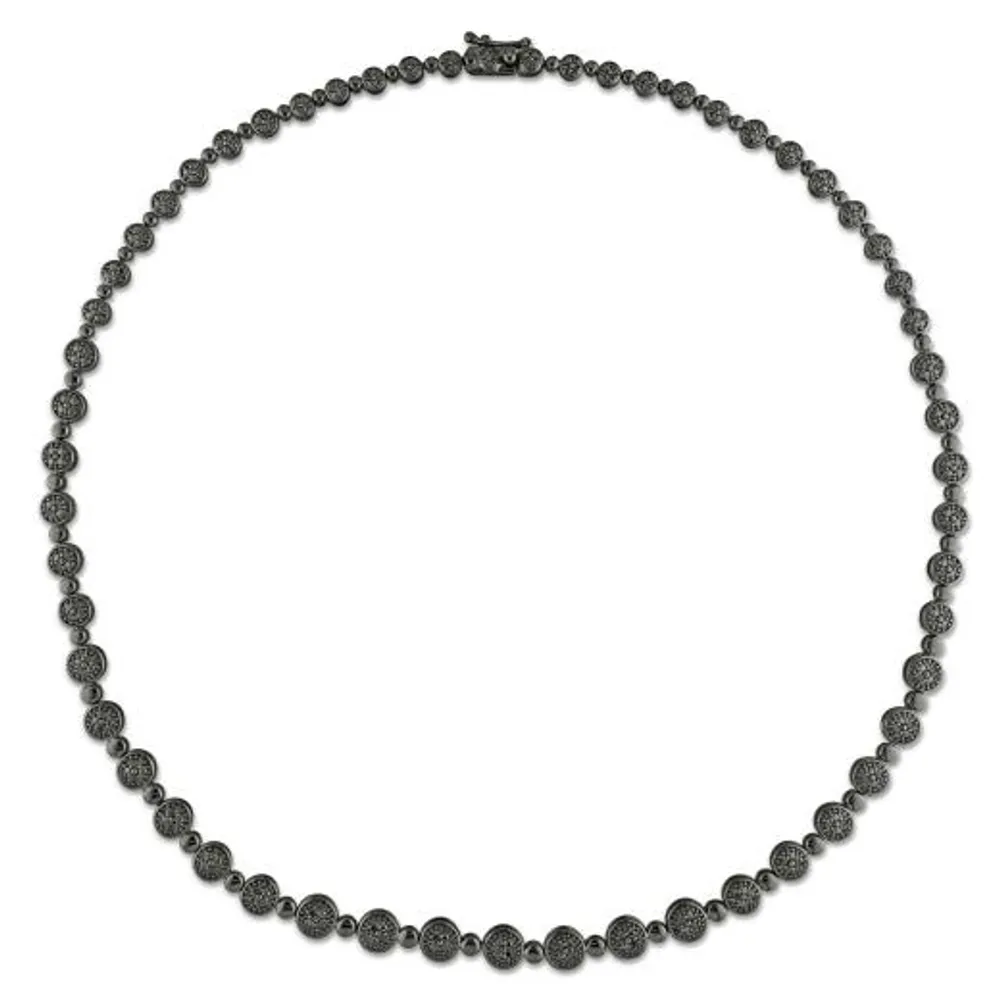 Julianna B Sterling Silver 1.00CTW Black Diamond Tennis Necklace