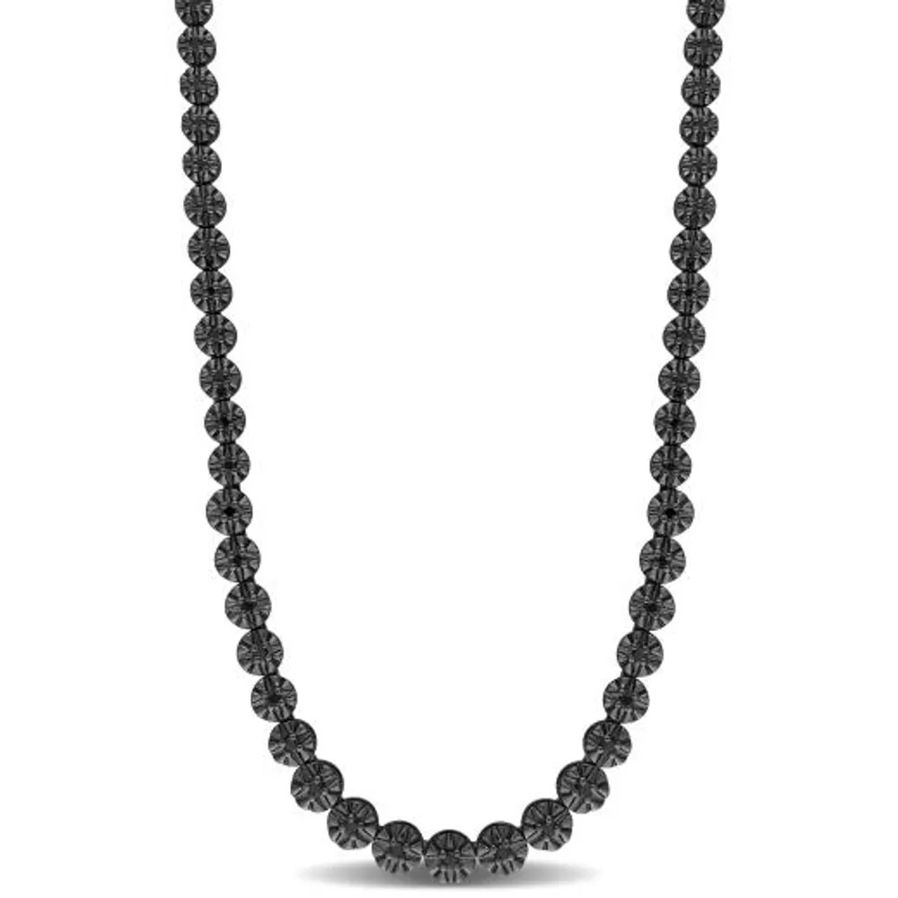 Julianna B Sterling Silver 0.99CTW Black Diamond Tennis Necklace