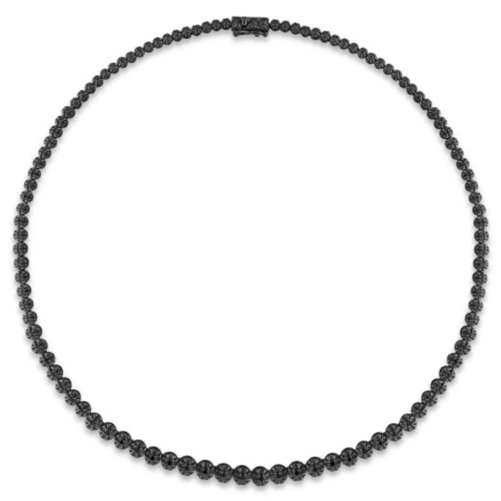 Julianna B Sterling Silver 0.99CTW Black Diamond Tennis Necklace