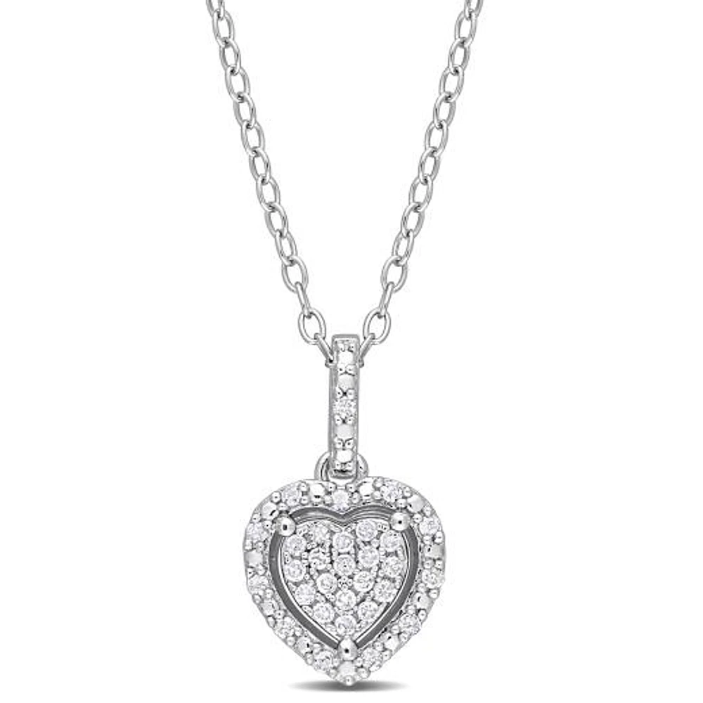 Julianna B Sterling Silver 0.15CTW Diamond Heart Pendant