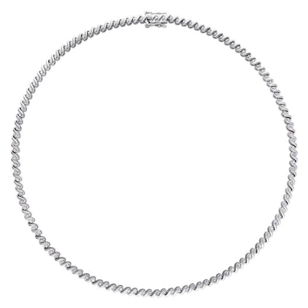 Julianna B Sterling Silver 1.05CTW Diamond Tennis Necklace