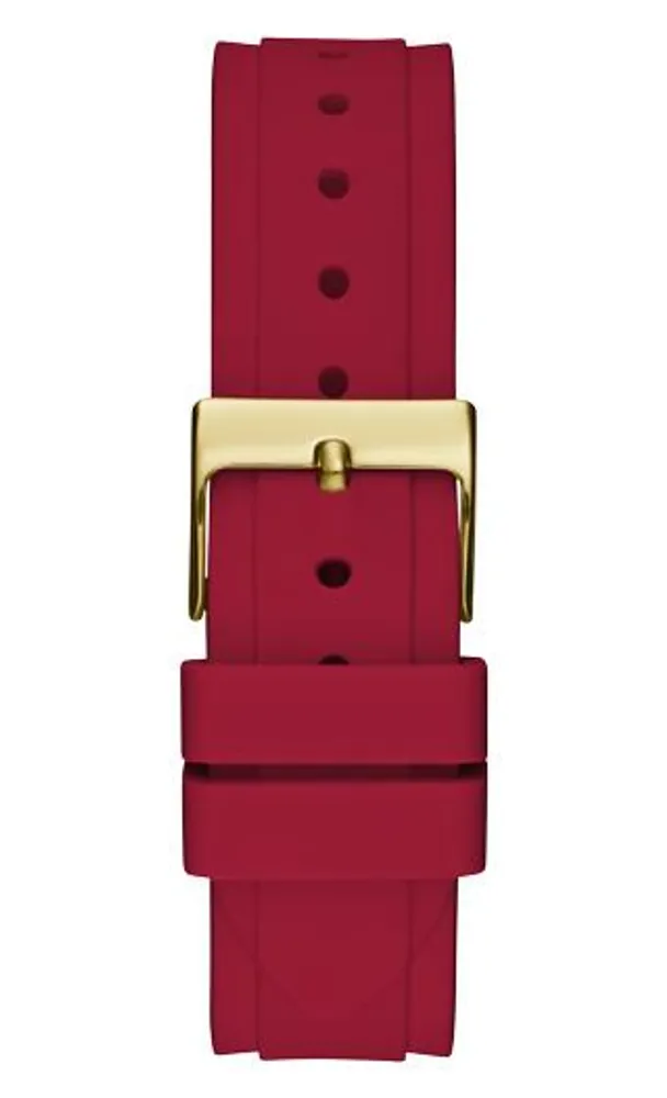 Guess Women's Gold-Tone & Red Silicone Watch