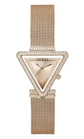 Guess Women's Rose Gold-Tone Triangle Mesh Watch