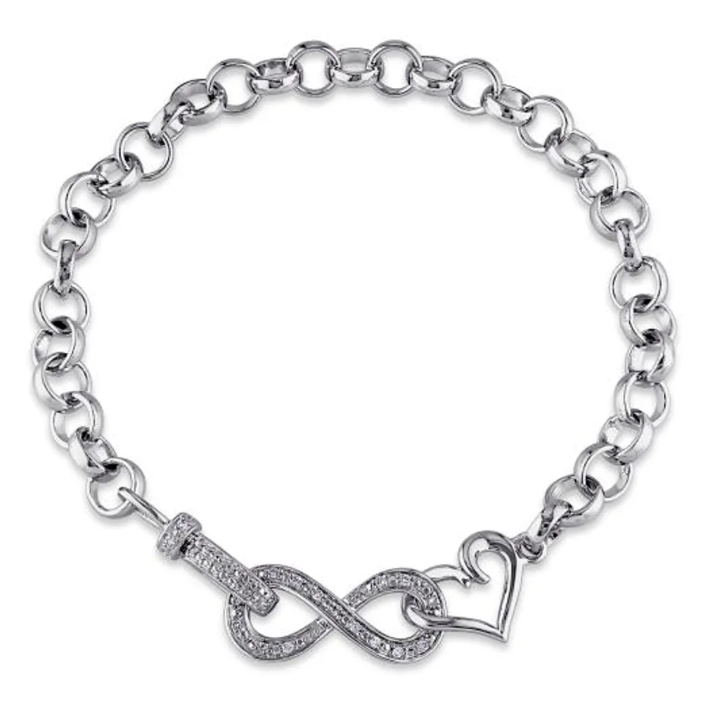 Julianna B Sterling Silver Diamond Link Infinity Bracelet