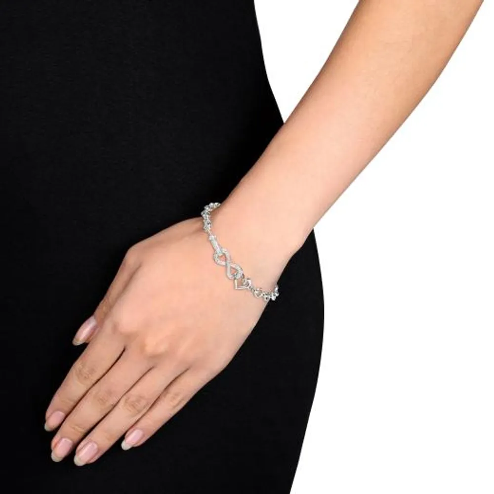 Julianna B Sterling Silver Diamond Link Infinity Bracelet