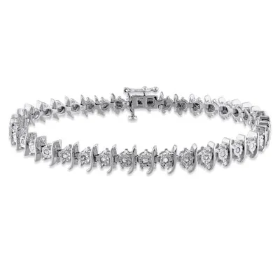 Julianna B Sterling Silver 0.48CTW Diamond Tennis Bracelet