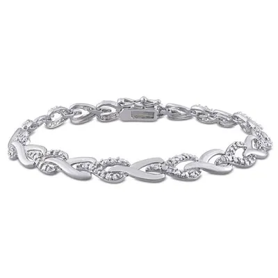 Julianna B Sterling Silver 1.00CTW Diamond Link Bracelet