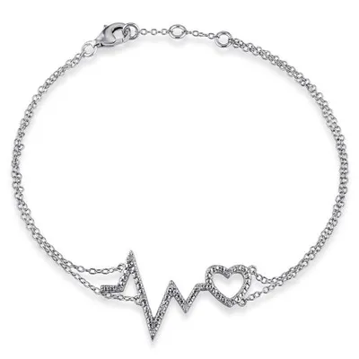 Julianna B Sterling Silver Diamond Heartbeat Bracelet