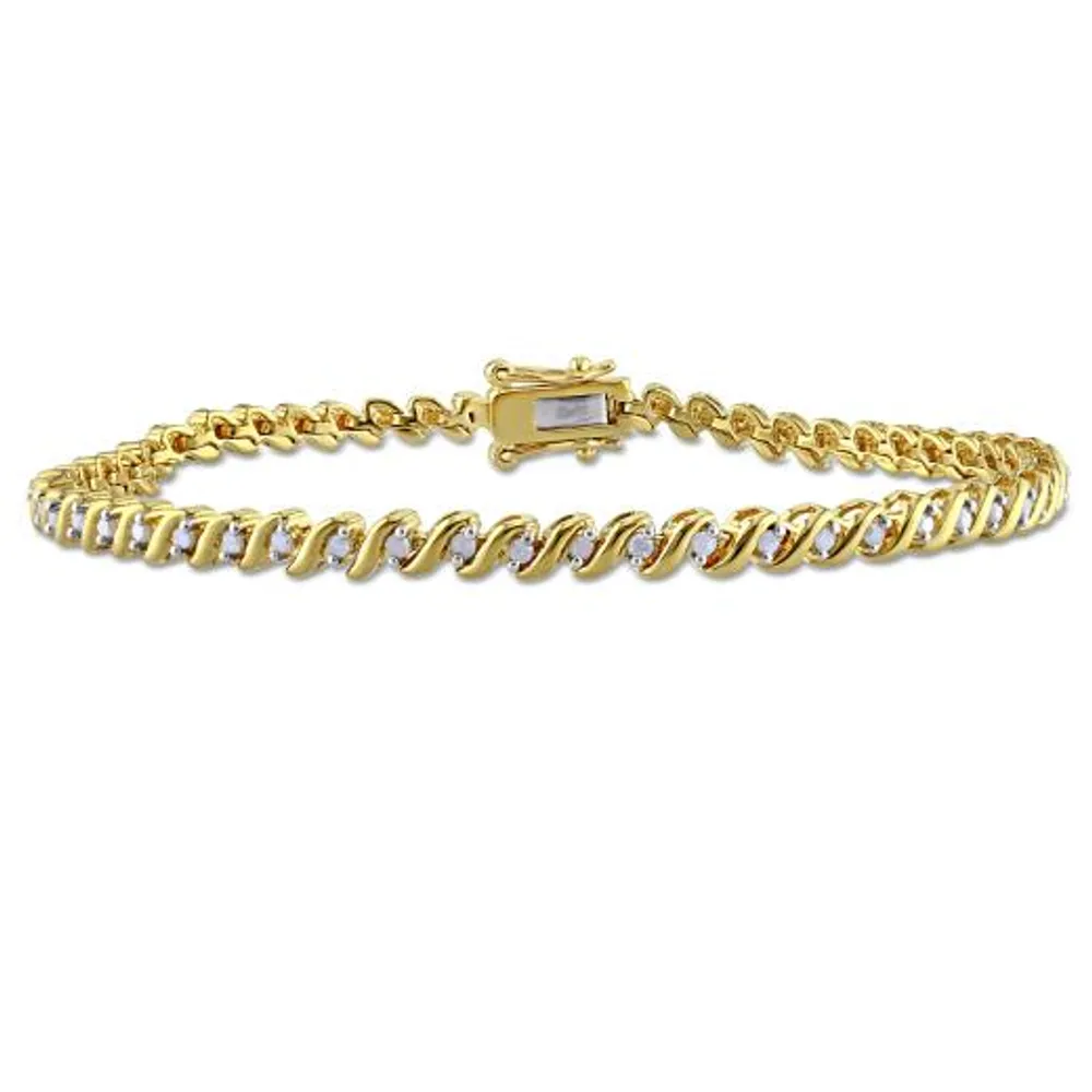 Julianna B Yellow Plated Sterling Silver 0.50CTW Diamond Tennis Bracelet