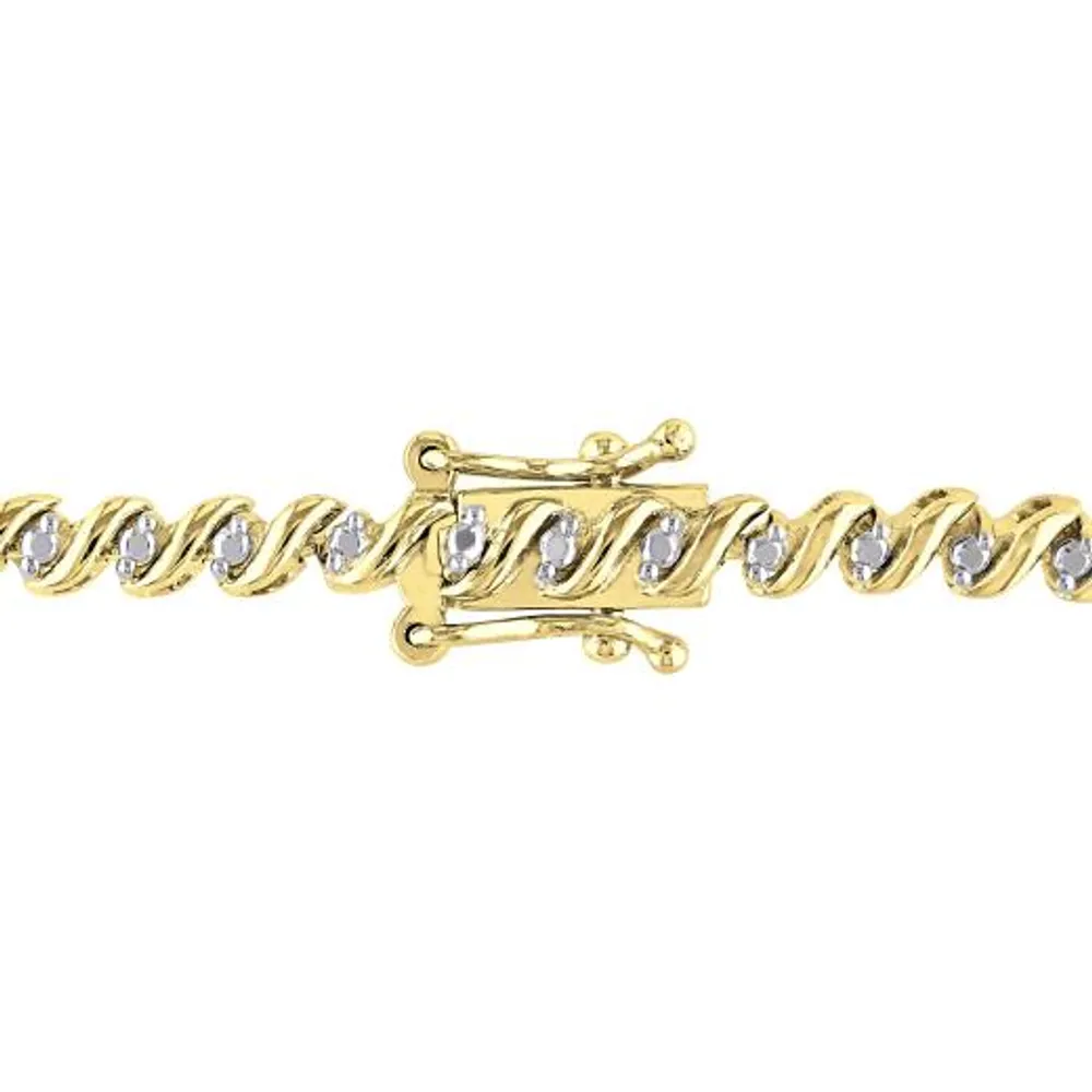 Julianna B Yellow Plated Sterling Silver 0.50CTW Diamond Tennis Bracelet