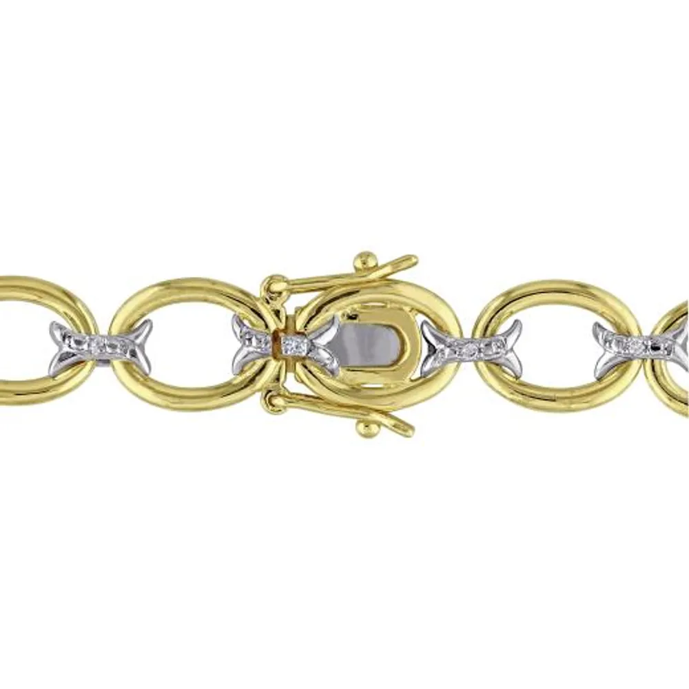 Julianna B Yellow Plated Sterling Silver 0.10CTW Diamond Link Bracelet