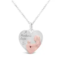 Sterling Silver and Rose Gold Plated Mother's Love Diamond Pendant