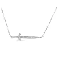 Sterling Silver Diamond Sword Necklace