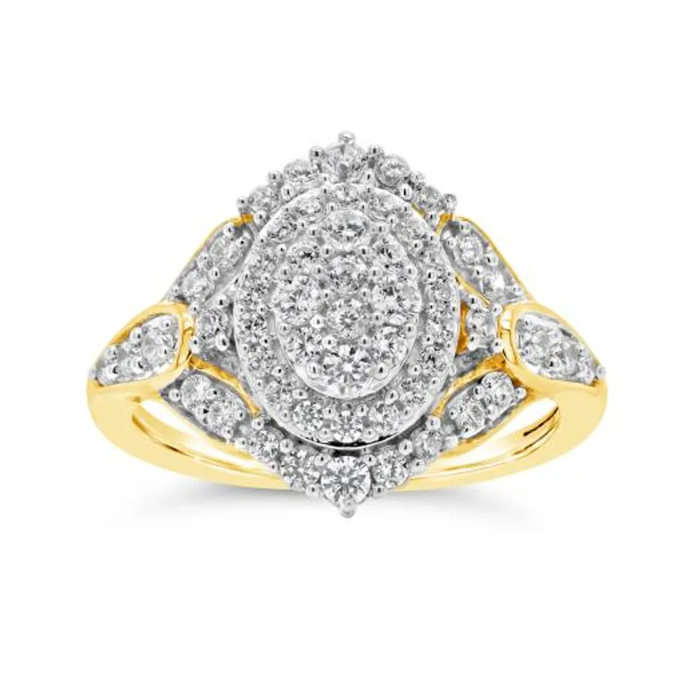 10K Yellow Gold 0.90CTW Diamond Fashion Ring