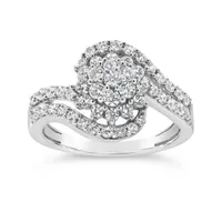 10K White Gold 0.90CTW Diamond Fashion Ring