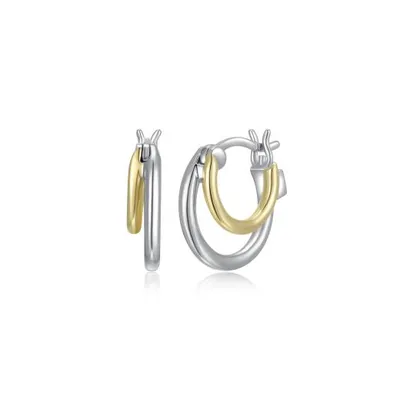Elle Simpatico Gold Plated 14mm Double Layer Hoop Earrings