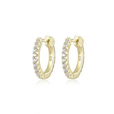 Elle Stardust Gold Plated 15mm Hoop Earrings with Cubic Zirconia