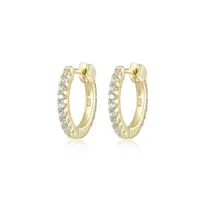 Elle Stardust Gold Plated 15mm Hoop Earrings with Cubic Zirconia