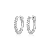 Elle Stardust Sterling Silver 15mm Hoop Earring with Cubic Zirconia