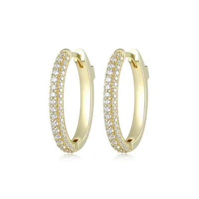 Elle Stardust Gold Plated 20mm Hoop with 3 Rows of Cubic Zirconia