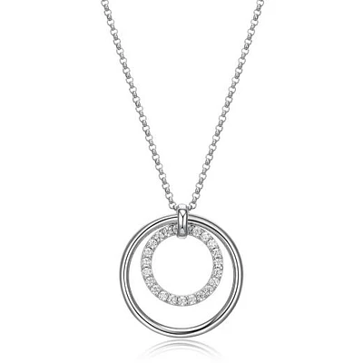 Elle Simpatico Sterling Silver Double Circle 18" + 2" Necklace