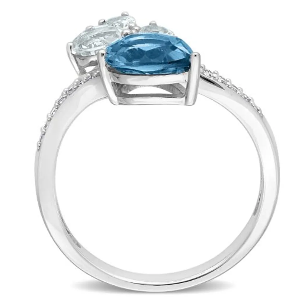 Julianna B 14K WG Aquamarine, Blue Sapphire & Diamond Ring