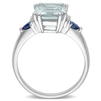 Julianna B 14K WG Aquamarine, Blue Sapphire & Diamond Ring