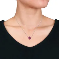 Julianna B 10K White Gold Pink Topaz & Diamond Flower Necklace