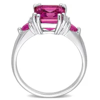 Julianna B Sterling Silver Pink Topaz, Ruby & Diamond Ring