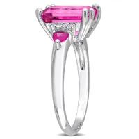 Julianna B Sterling Silver Pink Topaz, Ruby & Diamond Ring