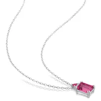 Julianna B Sterling Silver Pink Topaz, Ruby & Diamond Pendant