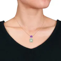 Julianna B Sterling Silver Rose Plated Green Quartz and Pink Amethyst Necklace