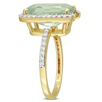 Julianna B Sterling Silver Yellow Plated Green Quartz and White Topaz Ring