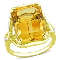 Julianna B Sterling Silver Yellow Plated Citrine and White Topaz Ring