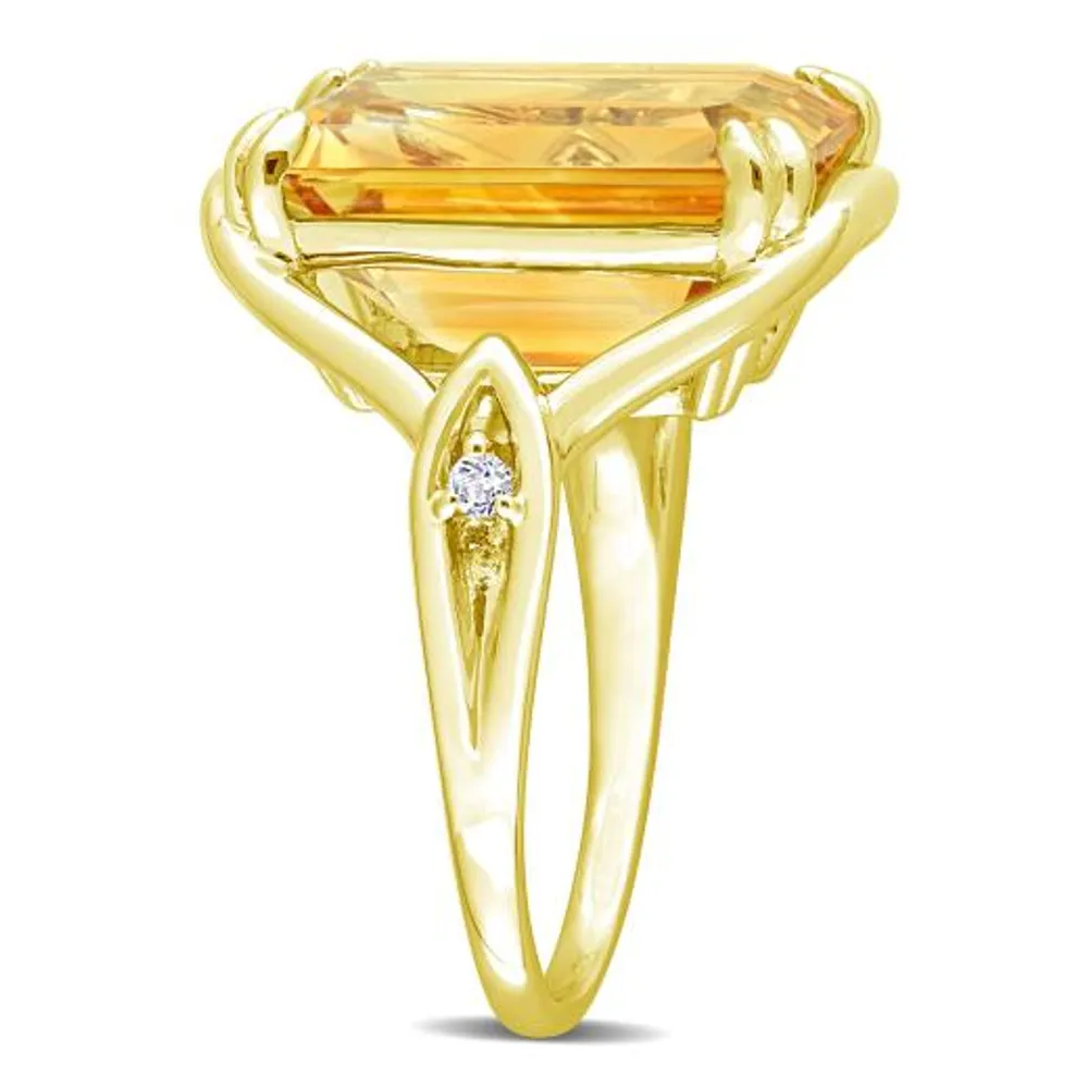 Julianna B Sterling Silver Yellow Plated Citrine and White Topaz Ring