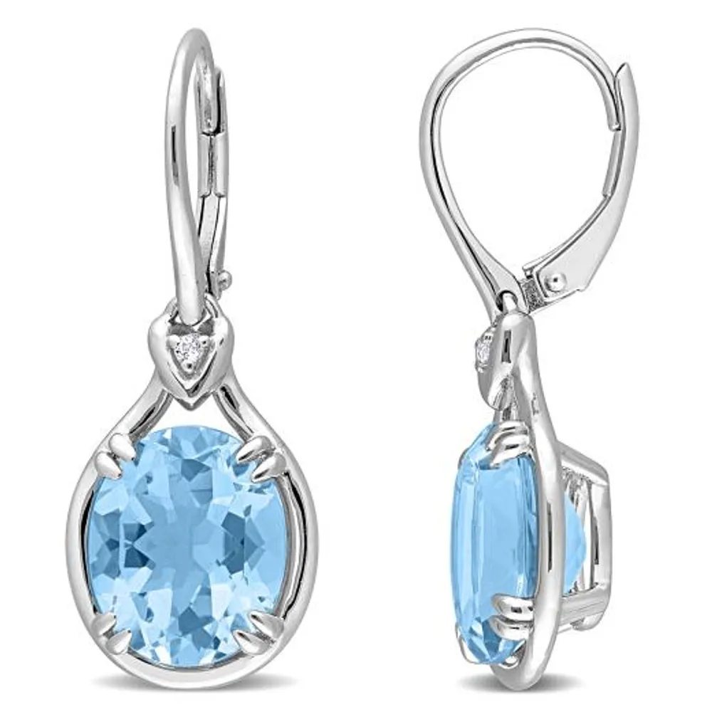 Julianna B Sterling Silver Sky Blue Topaz and White Topaz Earrings