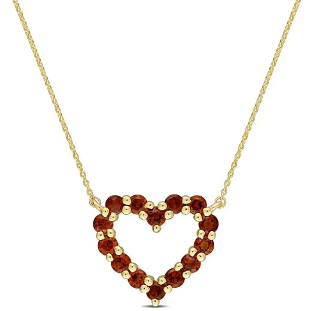 Julianna B 10K Yellow Gold Garnet Heart Pendant 17