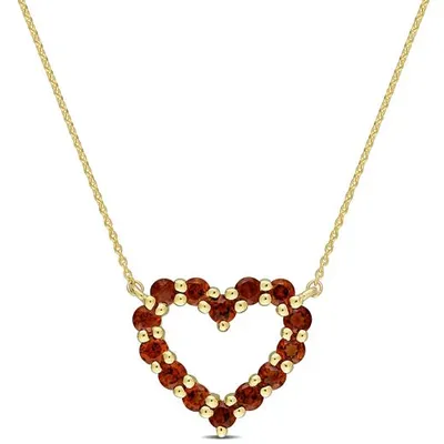 Julianna B 10K Yellow Gold Garnet Heart Pendant 17