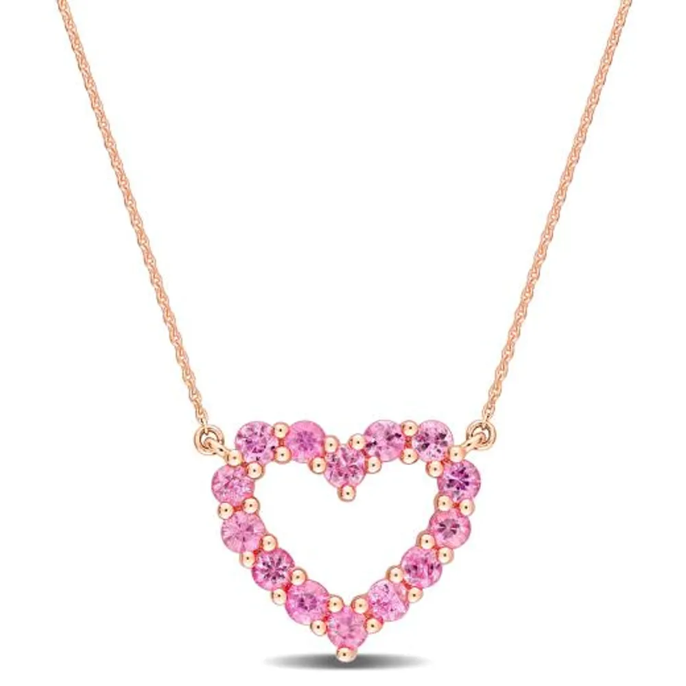 Julianna B 10K Rose Gold Pink Sapphire Heart Pendant 17