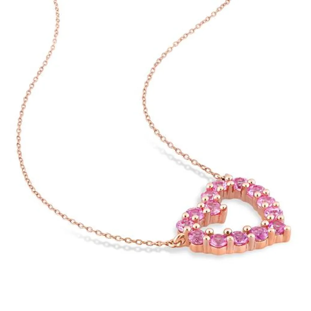 Julianna B 10K Rose Gold Pink Sapphire Heart Pendant 17